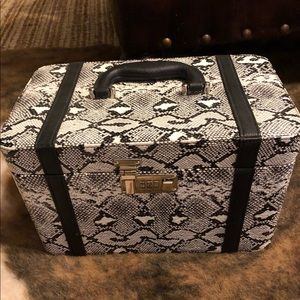 Snake print faux leather jewelry/makeup train case